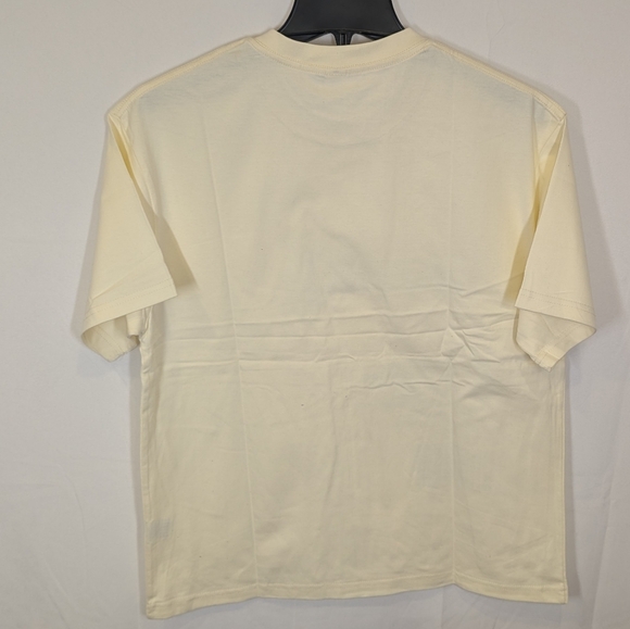 New Streetwear Creamy Beige Men's Cotton T-shirt, size S - Picture 2 of 3